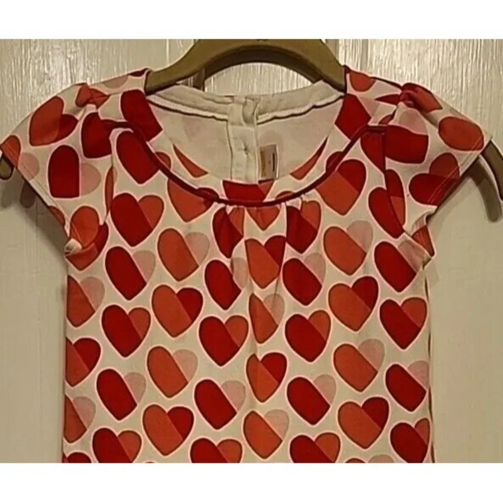 Size 6 Gymboree Red and Pink Valentine Heart Dress Knit Short Sleeves As Is